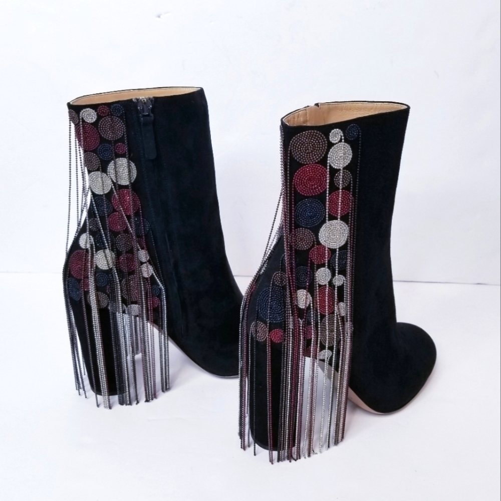 Chloe Bead Fringe Suede‎ Ankle Boots - Picture 7 of 12